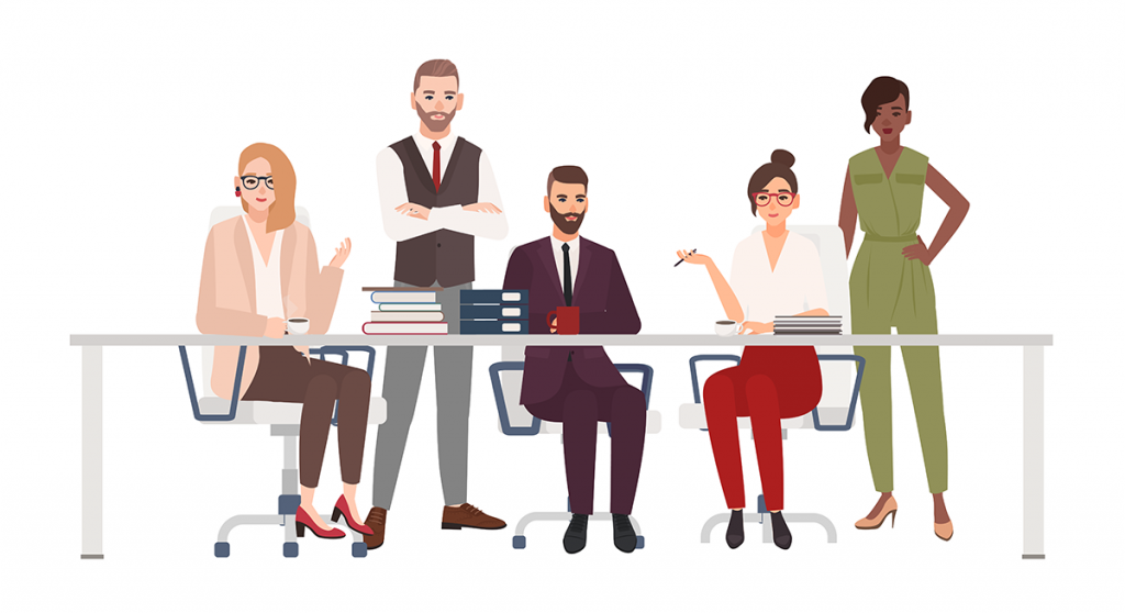 Illustration: Frauen und Männer im Büro