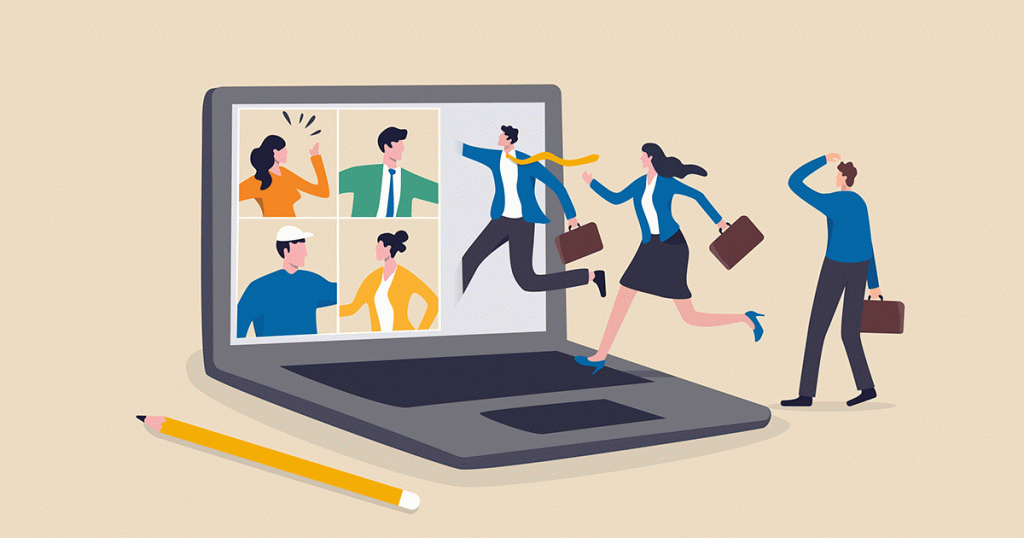 Illustration: Notebook und Menschen